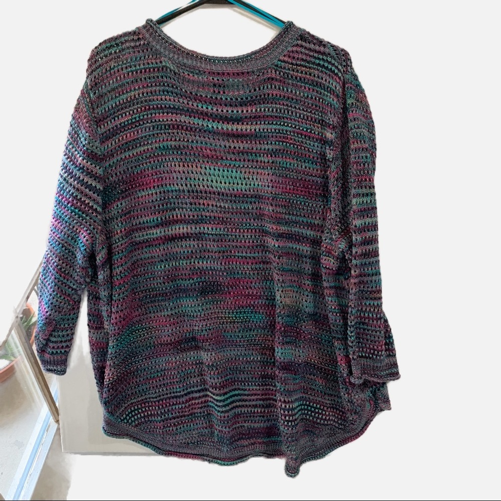 🎉HP!🎉 New Directions Multi color Crochet Soft Stretchy Sweater Size 3X - Picture 2 of 7